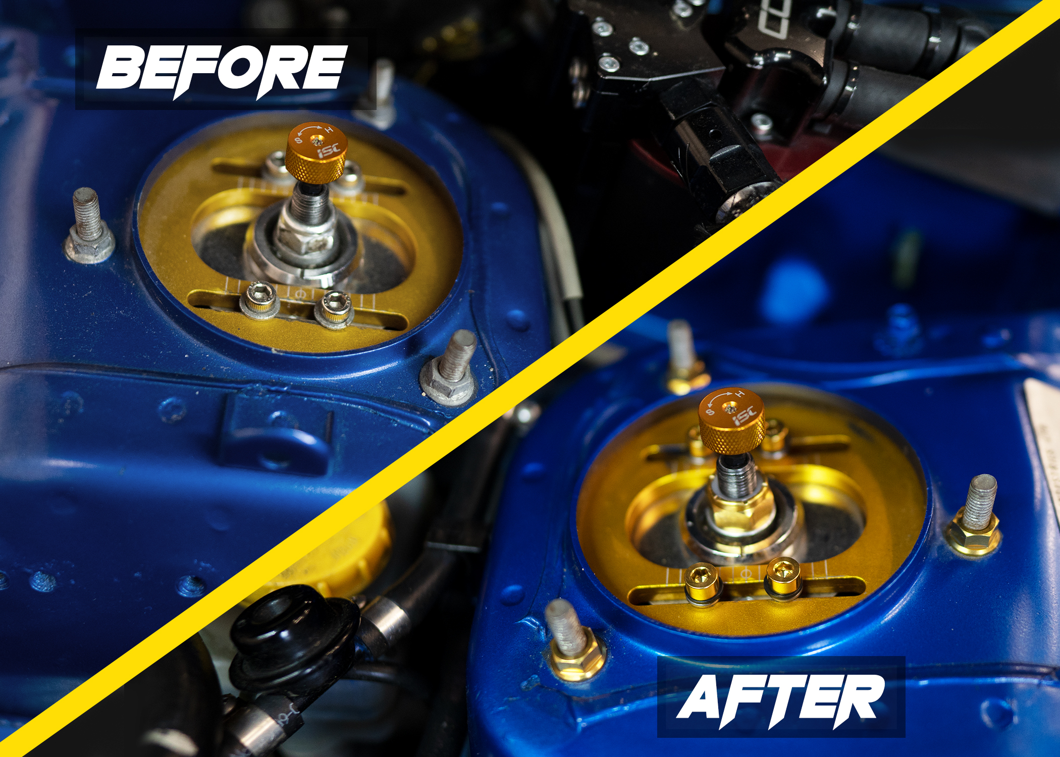 OEM vs Upgraded Titanium Hardware ISC Coilovers